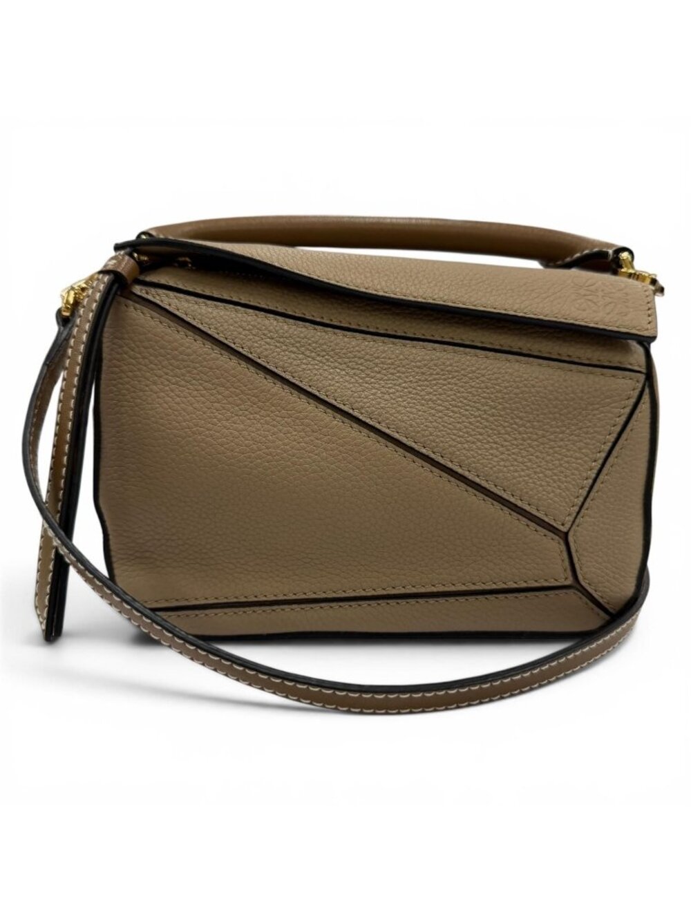 Loewe Puzzle Mini 2-Way Calfskin Shoulder Bag Beige